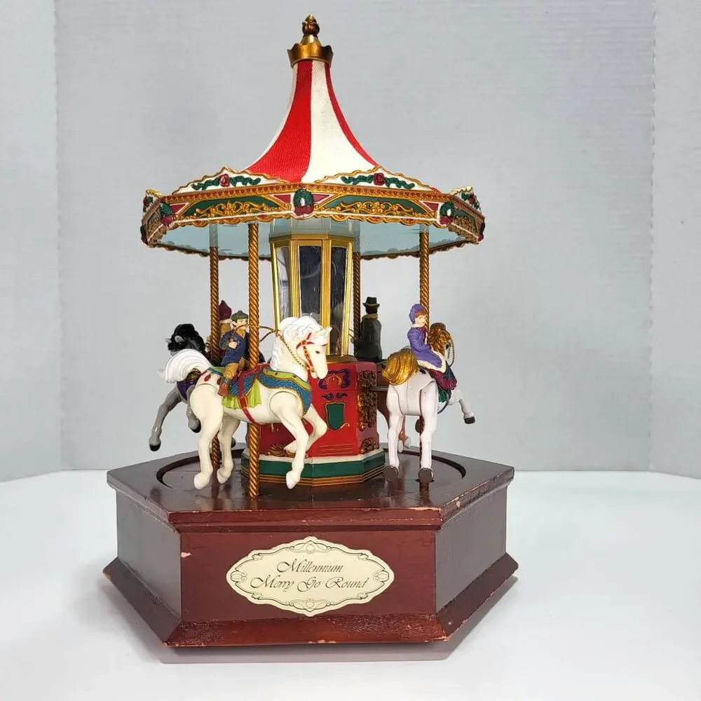 Mr Christmas Holiday Millennium Merry Go Round Vintage Christmas Music box Works